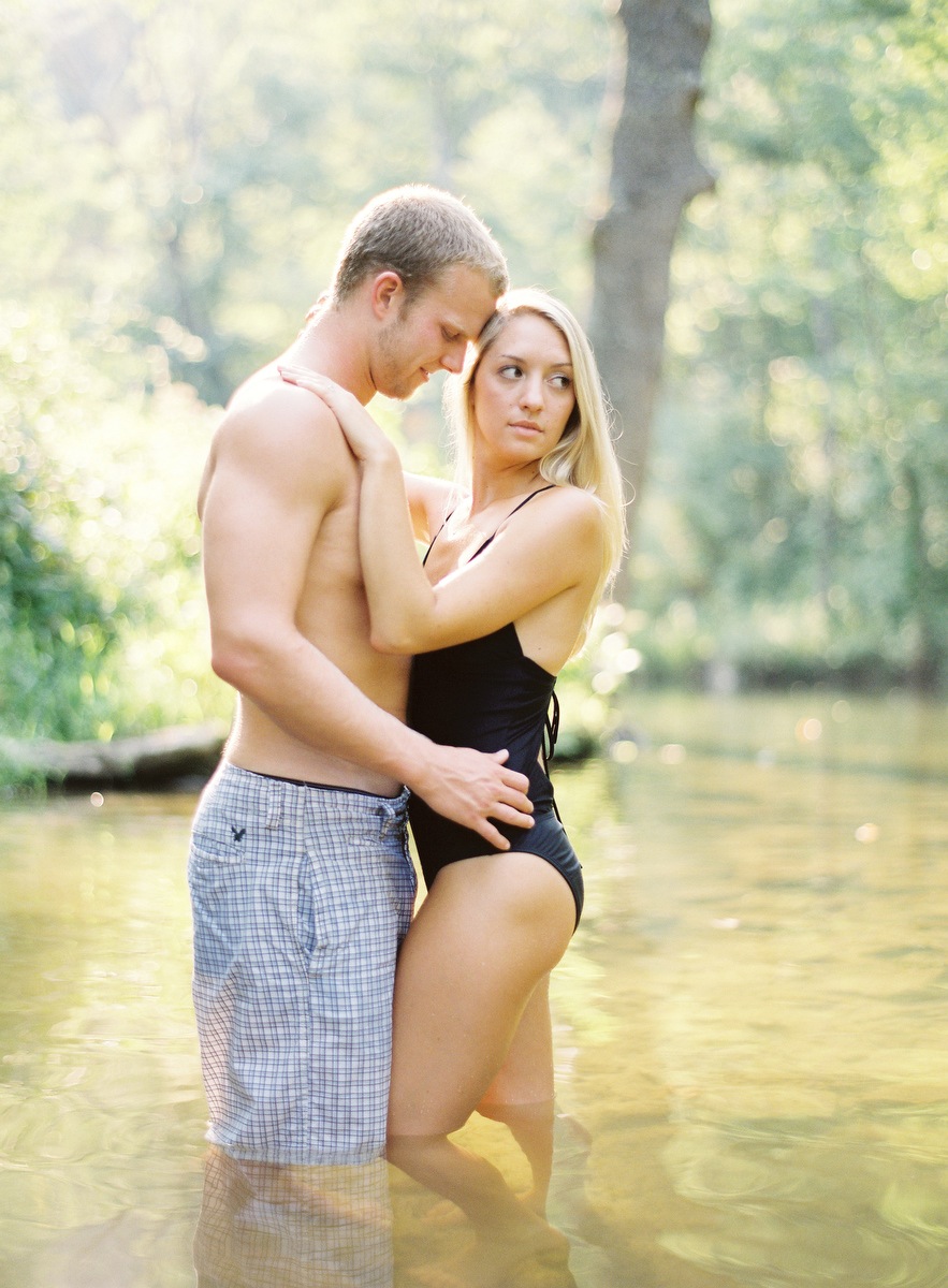 vermont swimming hole engagement photos by gabe aceves
