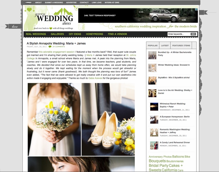 Gabe Aceves Annapolis Wedding featured Green Wedding Shoes